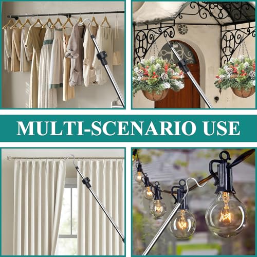 Greeily Clothes Hanger Reaching Hook Telescopic Adjustment clothes hook pole Light and can Extend from 37" to 65" with 4.7...