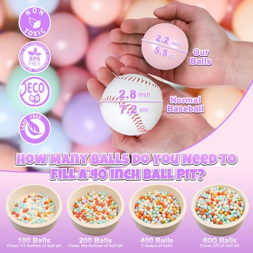 GOGOSO Ball Pits Balls for Toddlers Pack of 50 100 200 Plastics Shape Ball Non-Phthalate Non-BPA Non-Toxic 2.2-Inch Crush ...