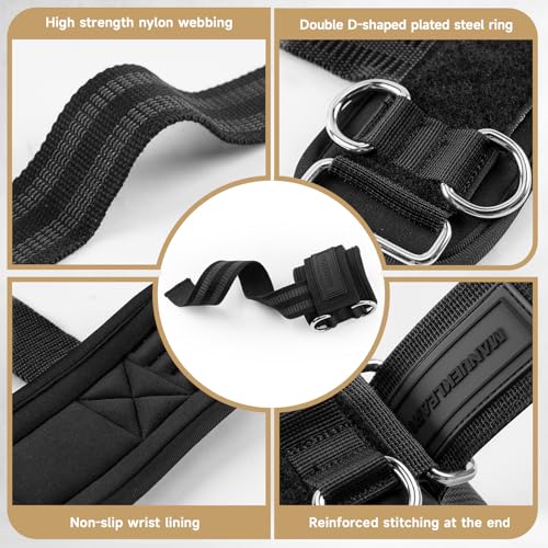 MANUEKLEAR Non-Slip Wrist Straps for Weightlifting Deadlifting, Gym Lifting Straps with D Rings for Cable Machine Workout,...