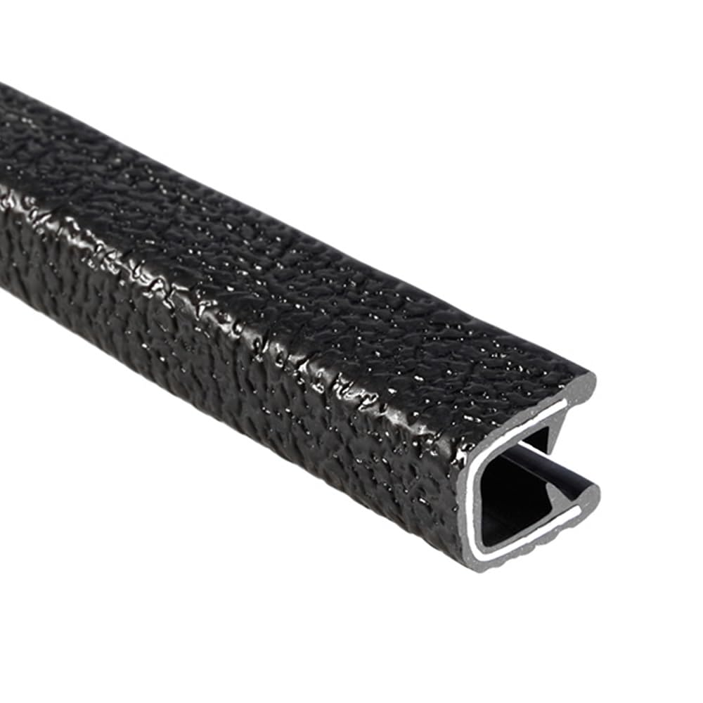 TRIM-LOK Edge Trim - Fits 1/4" Edge, 1/2” Leg Length, 25’ Length - Dual Gripping Fingers - Black, Pebble Texture - Flexible PVC Edge Protector