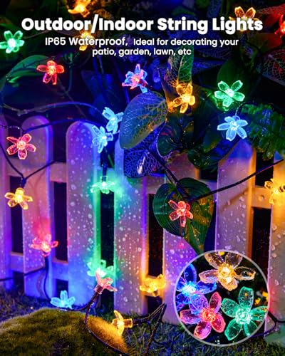 Brightown 60 LED Flower Solar String Lights Outdoor Waterproof Fairy Lights for Garden Yard Fence Patio Christmas Tree Wed...