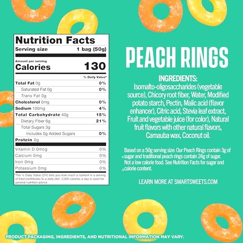 Smart Sweets, Peach Rings, 1.8 Ounce