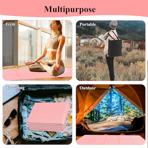 Yoga Mat for Travel, Non-Slip Yoga Mat, Exercise Mat 1/4" Thick Yoga Mat Foldable, Perfect for Pilates, Outdoor & Travel, ...