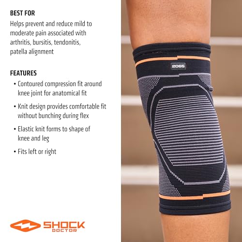 Shock Doctor Knee Compression Sleeve Support - Pain Relief for Arthritis, Tendonitis, Patella Alignment Injuries, Walking,...