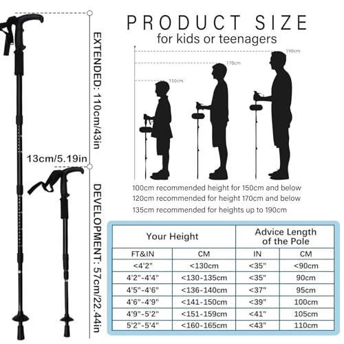 Retractable Trekking Pole Aluminum Alloy Walking Poles Portable Hiking Pole Suitable for Outdoor Activities Such as Mounta...