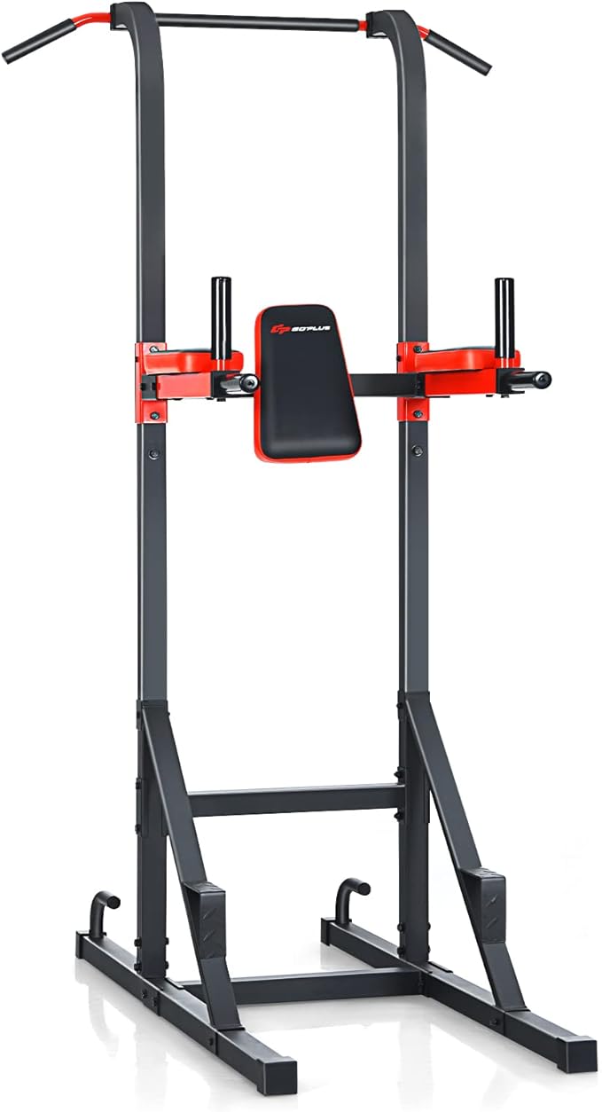 Goplus Power Tower Pull Up Bar Dip Station, Multi-function Dip Bars Stand Workout Equipment for Full-body Home Gym Fitness...