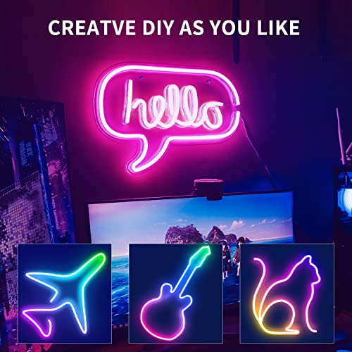 segrass 32.8ft LED neon Lights with Remote APP Control IP65 Waterproof Flexible Neon Strip Lights 24V RGB Rope Lights for ...