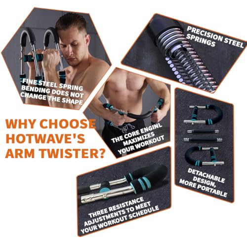 HOTWAVE Twister Arm Exerciser,Adjustable Spring Workout Bar, Forearm Triceps Chest Enhanced Exercise Strengthener,Portable...