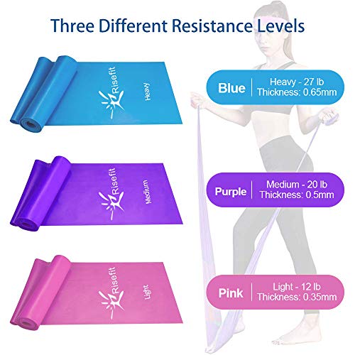 Therapy Flat Resistance Bands Set, Latex Free Flat Elastic Exercise Stretch Bands for Stretching, Flexibility, Pilates, Yo...