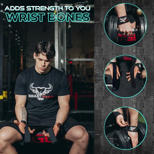 BEAST RAGE Lifting Wrist Straps for Weightlifting, Weight Lifting Straps Gym Grip Power Workouts Lifting Straps Padded Cot...