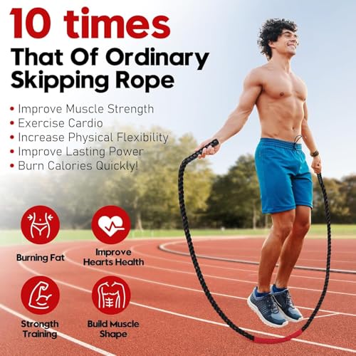 Weighted Jump Rope for Men and Women, 3lb 4lb 5lb Adult Heavy Skipping Rope, Jumprope for Fitness,Workout Equipment, Fitne...