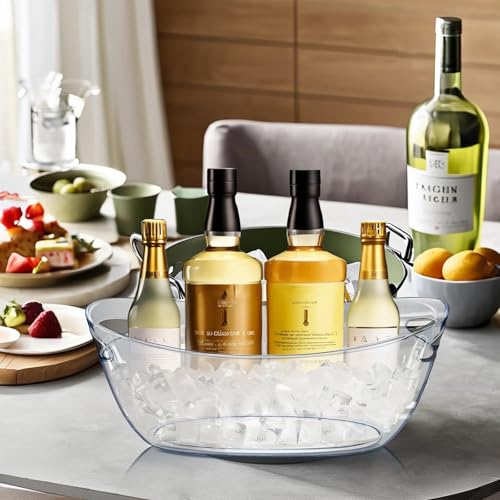 Emycool Ice Bucket, 5.5L Large Ice Buckets for Parties and Freezer, Plastic Beverage Tub for Cocktail Bar with Scoops for ...