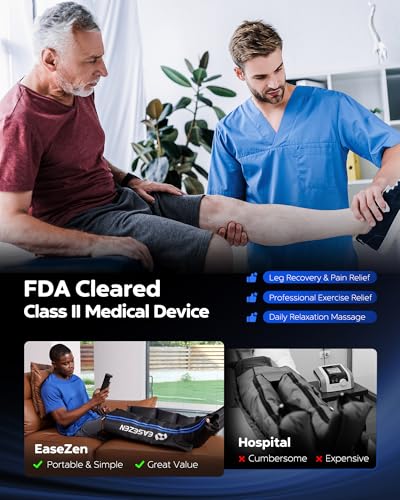 EaseZen Leg Compression Massager for Circulation and Pain Relief, Leg Recovery Compression System for Fast Recovery of Foo...