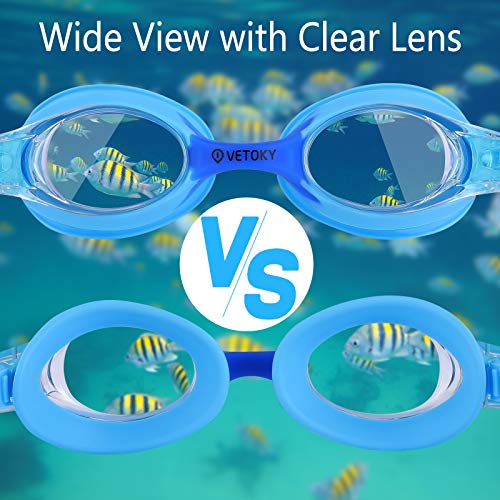 VETOKY Kids Swim Goggles, Pack of 2 Anti Fog Swimming Goggles UV Protection Clear No Leaking for Child and Youth Ages 3-12