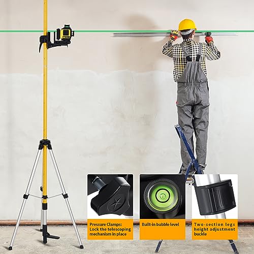 Firecore 12 Ft./3.7M Professional Laser Level Pole with Tripod and 1/4-Inch by 20-Inch Laser Mount for Rotary and Line Las...