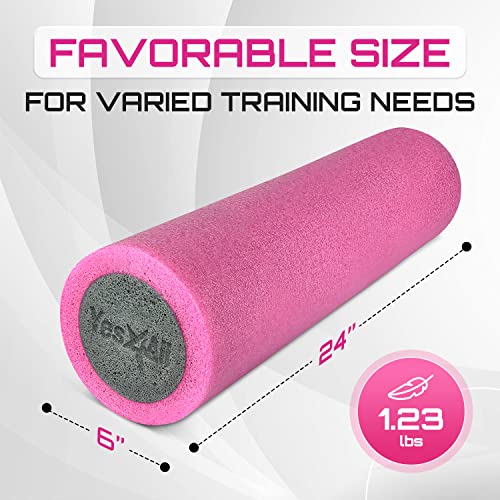 Yes4All High-Density EPP Round Back Roller Foam, Exercise Foam Roller for Yoga, Pilates & Stretching - 12, 18, 24, 36 inch