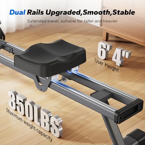 MERACH Rowing Machines for Home, Magnetic Rowing Machine with 16 Levels, Rower Machine of Quiet Resistance, Dual Slide Rai...