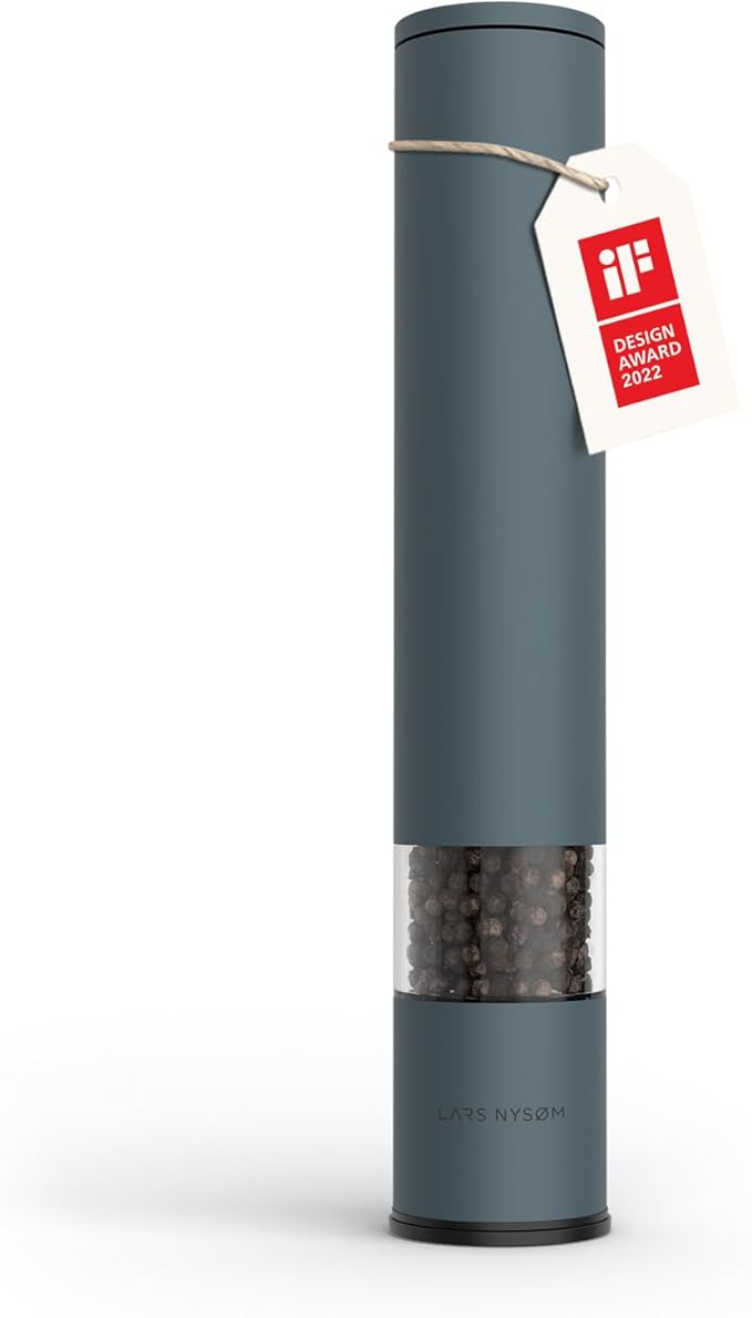LARS NYSØM Salt Pepper Mill Manual with adjustable ceramic grinder from coarse to fine I Design Spice Mill (Stone Blue)