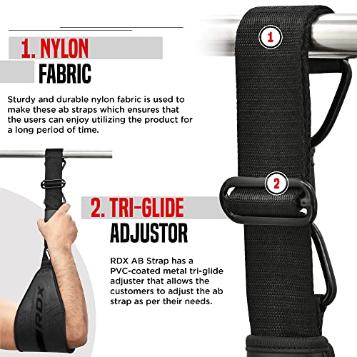 RDX AB Straps for Pull Up Bar Hanging (Pair), Maya Hide Leather, Abdominal Muscle Building Padded Arm Support Slings with ...