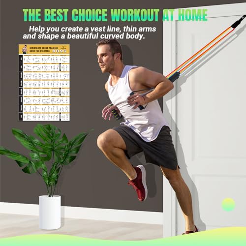 Resistance Bands Set with Yellow Handles, Exercise/Workout/Fitness Bands with Door Anchor, Legs Ankle Straps for Resistanc...