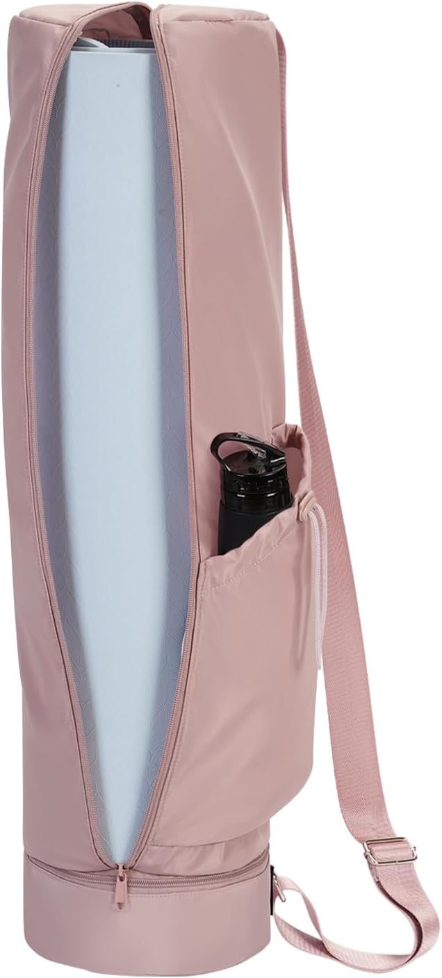 sportsnew Yoga Mat Bag, Full Zip Cargo Yoga Mat Carrier Bag with Drawstring Water Bottle Pocket and Bottom Wet Pocket, Exe...