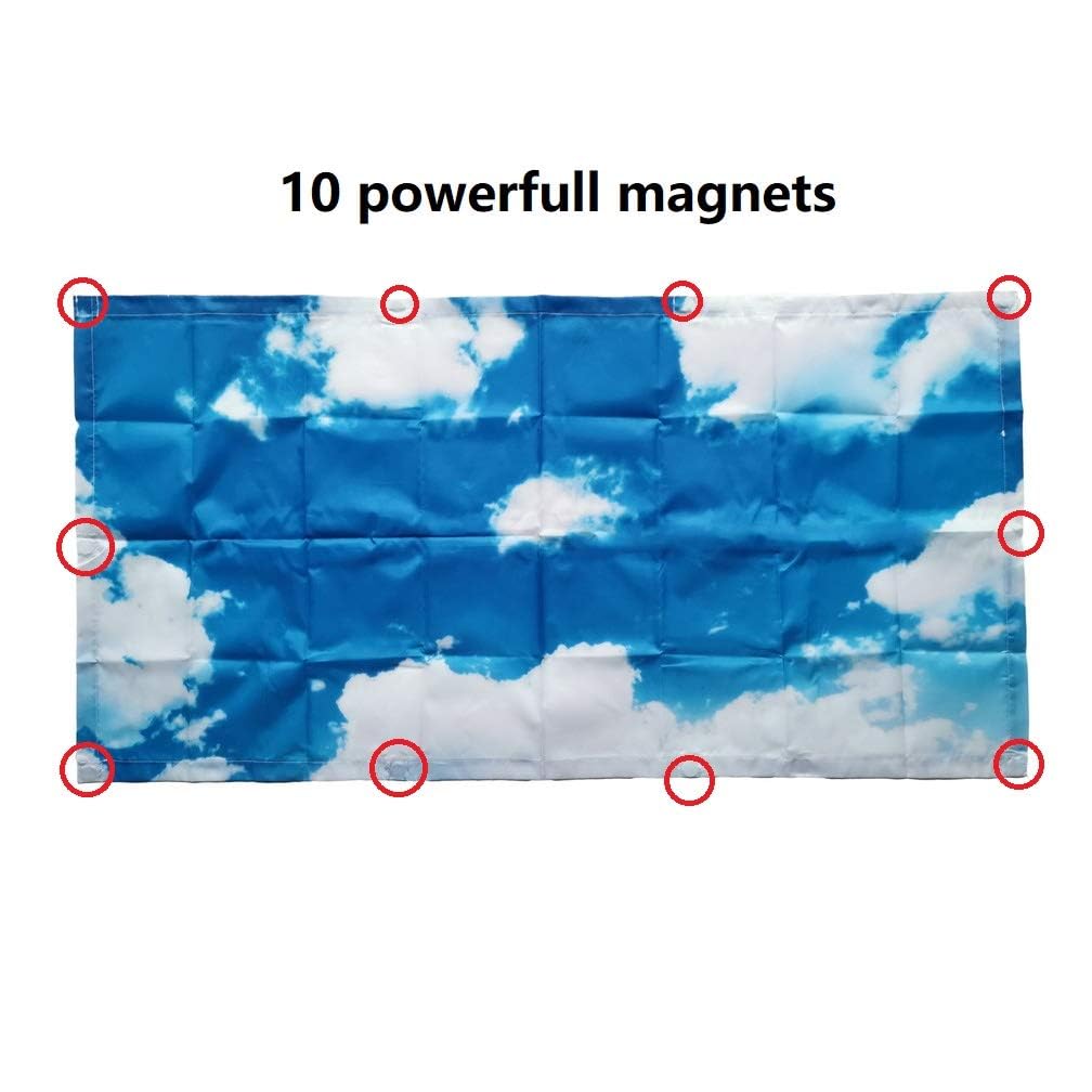 Fluorescent Light Cover 4 x 2 - Flame-Retardant Fabric, Soft Blue (Blue Sky Cloud), 10 Strong Magnets, Model FLC4-SKY-B