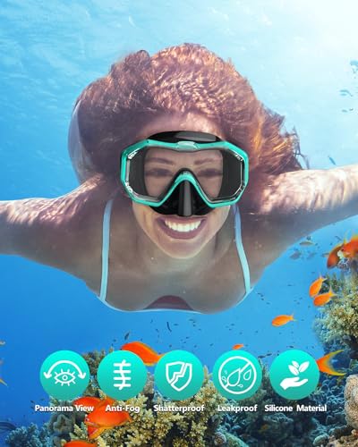WSTOO Adults Swim Goggles with Nose Cover,HD 3-Window Wide Vision Lens Snorkel Diving Swimming Mask Anti-Fog&Leak