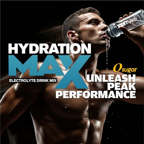 ZestLytes Salty Fruit Flavor Sugar Free Electrolyte Hydration Packets, 40 Sticks Electrolyte Powder Drink Mix, Liquid Dail...