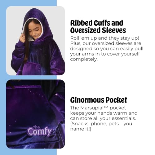 THE COMFY Original Jr for Kids | Oversized Sherpa Fleece Wearable Blanket with Hood & Pocket | Seen on Shark Tank
