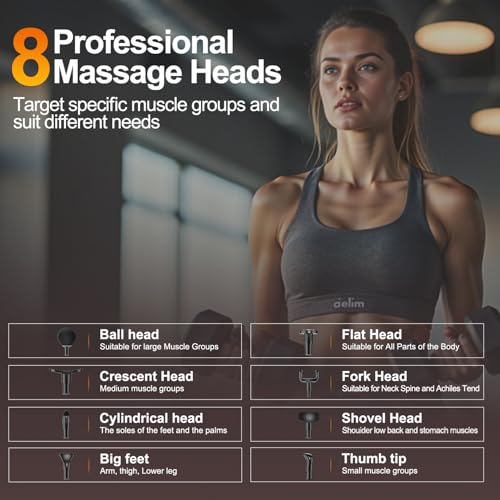 LEERCON Massage Gun Deep Tissue, Percussion Massage Gun for Pain Relief Muscle Back Massager Gun for Athletes with 8 Attac...