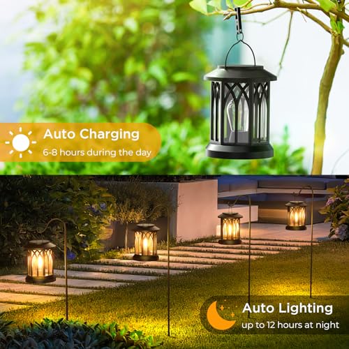 WdtPro 4 Pack Solar Lantern Outdoor Lights, Upgraded Bright Solar Lanterns Outdoor Waterproof, Hanging Solar Powered Lante...