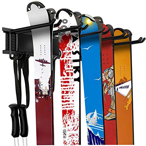 WALMANN Garage Storage Organization System Ski Wall Rack Up to 10 Pairs of Skis Mount Hanger Home Shed and Garage Snowboar...
