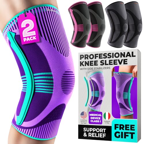 DR. BRACE ELITE Knee Brace with Size Stabilizer (2 Pack) Knee Brace for Women & Men, Workout, Sports, Daily Knee Compressi...