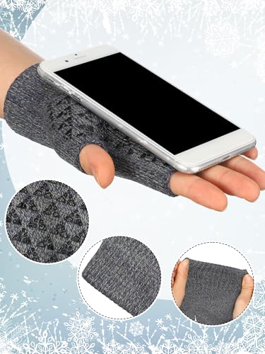Geyoga 4 Pairs Winter Fingerless Gloves Knitted Half Finger Mittens Stretchy Non-Slip Warm Gloves for Men and Women