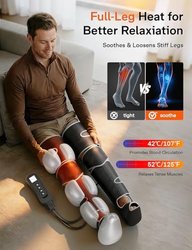 ALLJOY Leg Massager for Circulation and Pain Relief FSA, Gifts for Men Women Dad Mom, Leg Massager with Heat and Compressi...