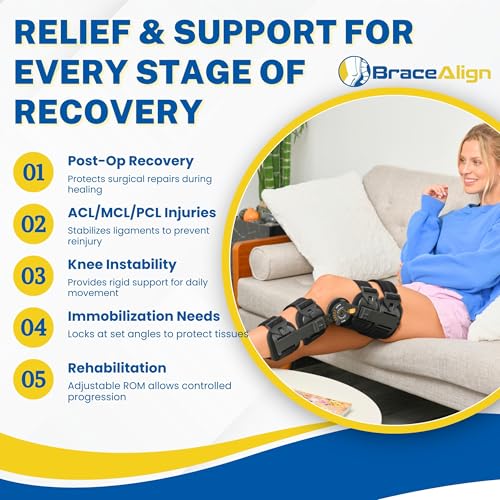 Brace Align FlexTrack ROM Telescoping Post Op Knee Brace - Adjustable Hinged Stabilizer for ACL, MCL, PCL Injury Recovery...