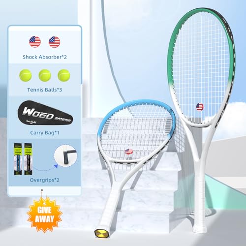 Adult 2 Player Tennis Racket Perfect for Beginner and Professional Players, 27” Speed Tennis Racquet Include Tennis Balls,...