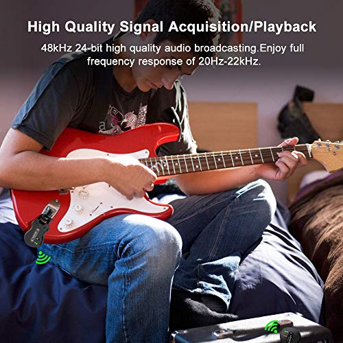 LEKATO Wireless Guitar System 5.8 Wireless Guitar Transmitter Receiver Rechargeable Audio Wireless Transmitter Receiver 4 ...