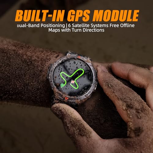 Military Smart Watches for Men Built-in GPS with LED Flashlight Compass, 3ATM Waterproof Rugged Tactical Smartwatch with T...