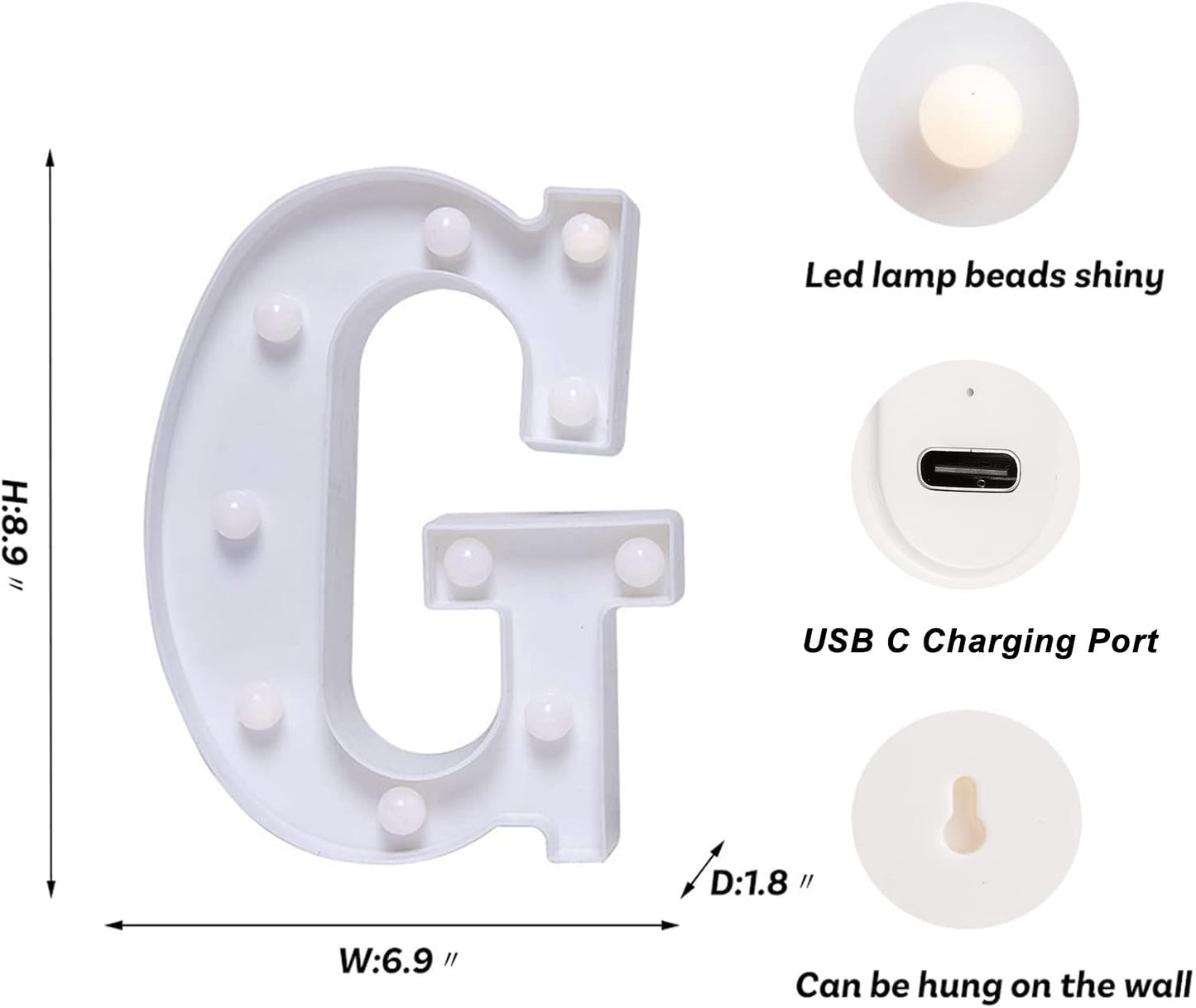 Foaky Rechargeable LED Marquee Light Sign for Wedding/Birthday Party, Size G, Warm Plastic