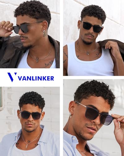 VANLINKER Vintage Square Polarized Sunglasses Men Women Classic Trendy Rectangle Metal Frame Sun Glasses VL9771