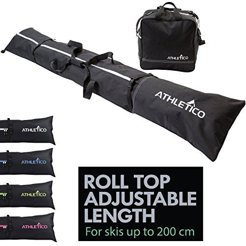 Athletico Ski Bag and Ski Boot Bag Combo - Ski Bags for Air Travel - Unpadded Snow Ski Bags Fit Skis Up to 200cm - For Me...
