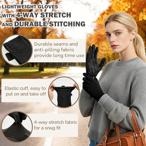 Sukeen Lightweight Running Gloves for Women Touchscreen Anti-Slip Liner Gloves Winter Warm Gloves for Cycling, Driving, So...