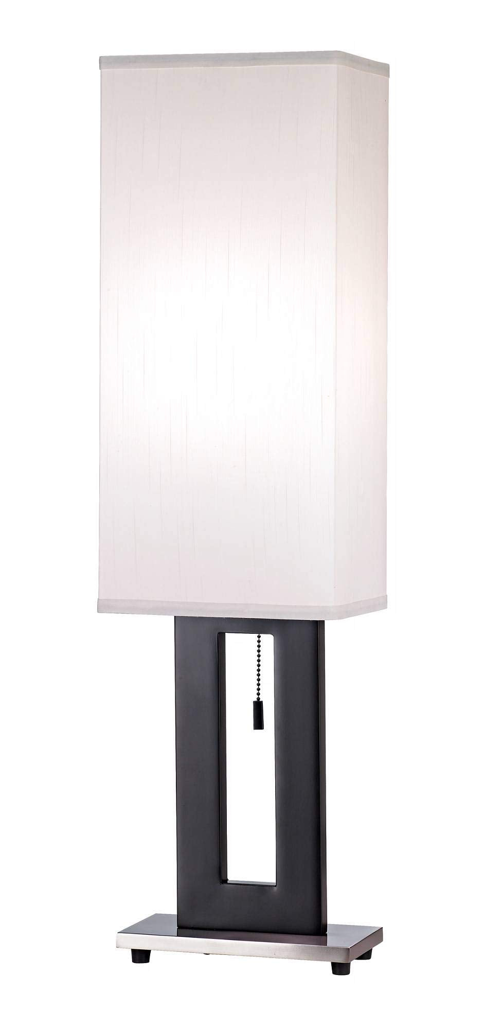 360 Lighting Modern Table Lamp - 30 Tall, Black & Nickel Metal Base, Off White Shade, Model 33009, Ideal For Living Room & Bedroom