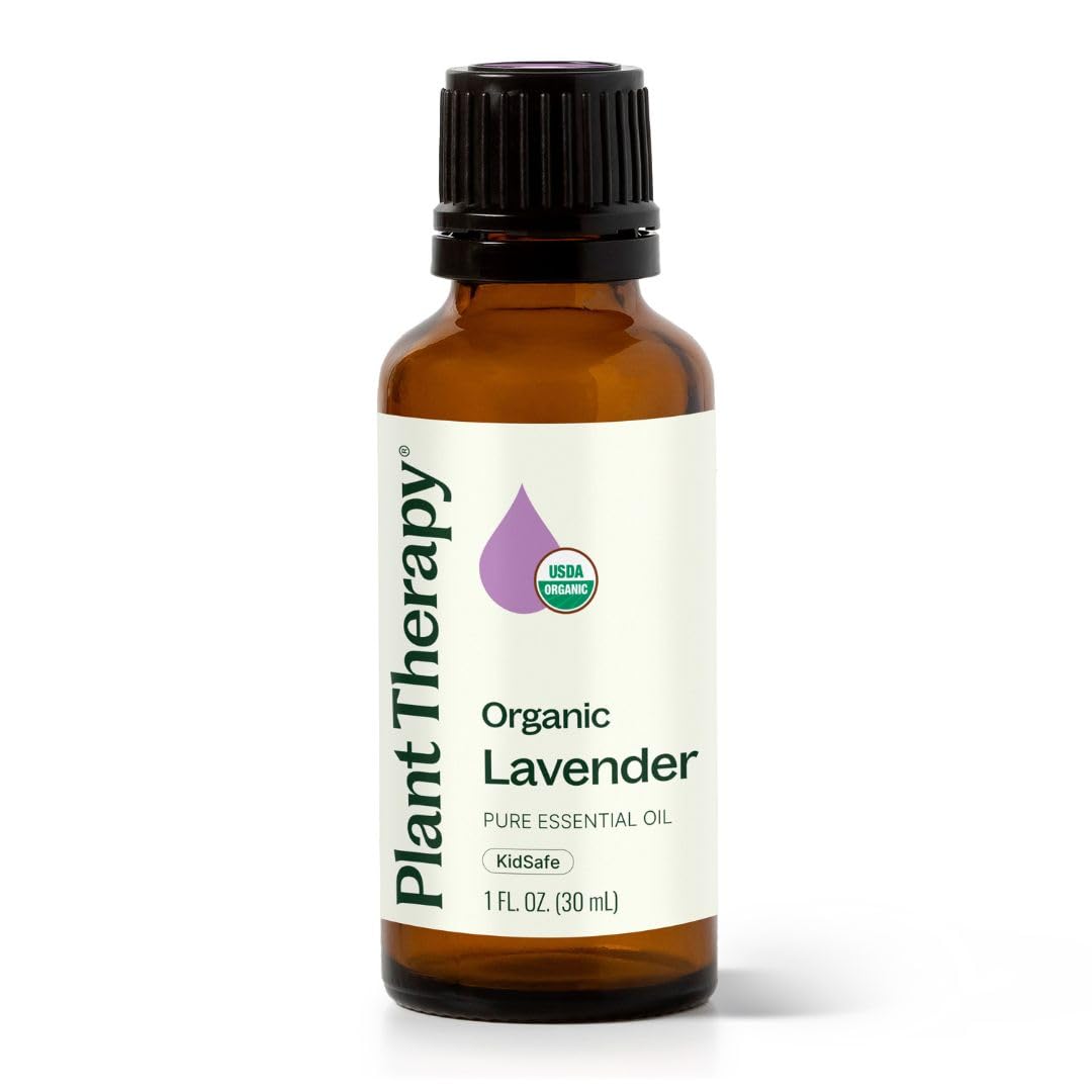 Plant Therapy Organic Lavender Essential Oil 100% Pure, USDA Certified Organic, Undiluted, Natural Aromatherapy for Diffusion & Topical Use, For Skin, Hair, Relaxation, Premium Therapeutic Grade 30 mL