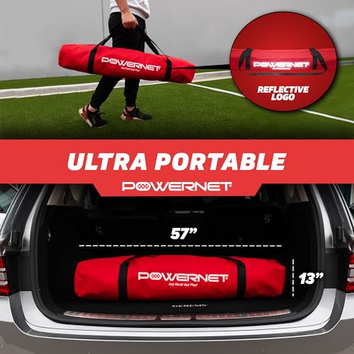 PowerNet Soccer Tennis Net, Portable Instant, Indoor Outdoor, Metal Collapsible Base Weighted, Durable Vertical Bow Posts,...