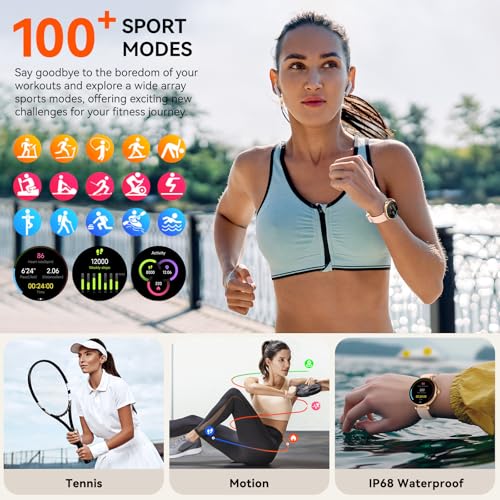 Smart Watches, 1.19" AMOLED Smartwatch for Women (Answer/Make Call), Fitness Tracker with 100+ Sport Modes, IP68 Waterproo...