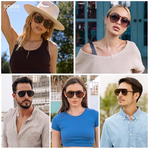 SOJOS Retro Aviator Sunglasses Womens Mens Vintage Plastic Frame Shades Lentes De Sol Para Mujer SJ2255