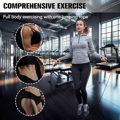 BLEUM CADE Adjustable Jump Rope, Skipping Rope with Ball Bearings, with Foam Handles for Fitness, Home Exercise & Slim Bod...