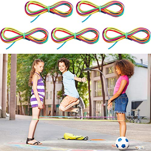 Gejoy 5 Pieces Chinese Jump Ropes Colorful Stretch Rope Elastic Rubber Twist Fitness Game for Outdoor Indoor Play Exercise...